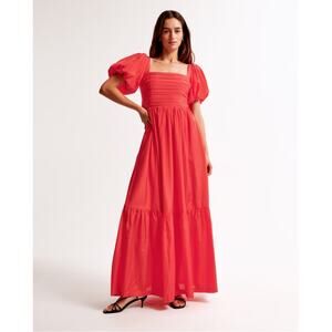 NWT Abercrombie & Fitch Elegant Red Puff Sleeve Maxi Dress